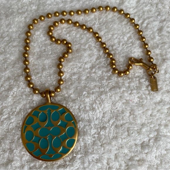 Coach Gold/Teal Pendant (New) - Picture 4 of 6
